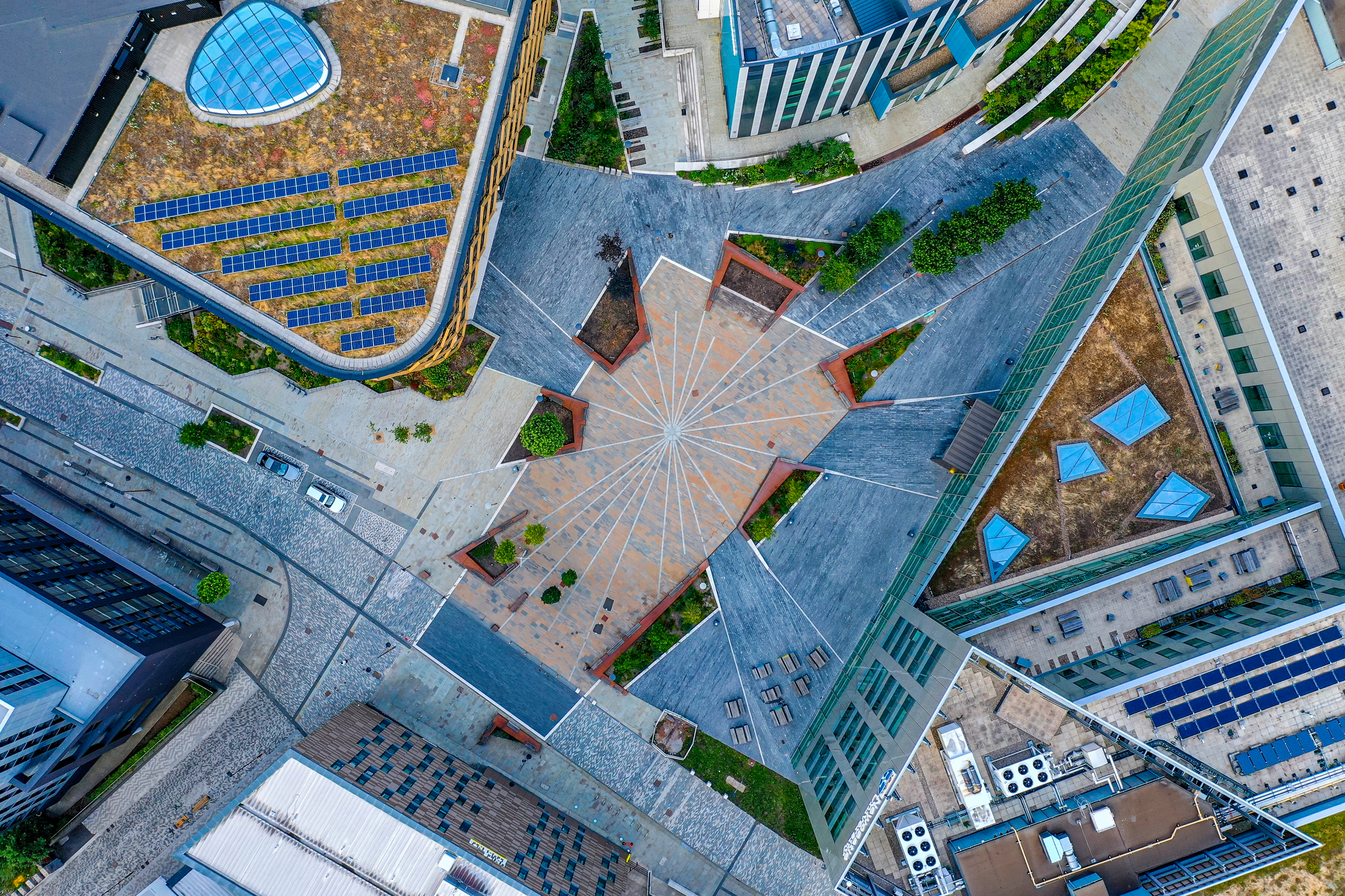 An aerial shot of the University